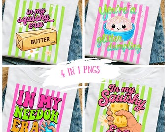 In meinem Squishy Era PNG Bundle, Butter Käse Stress Spielzeug Era Shirt Design, bunte trendige Grafik, süßes Kinder Shirt PNG, Viral TikTok Trend