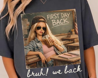 Zurück zu PNG Schule, Puppengesicht Meme Shirt Design Bruh Wir zurück Digitaler Download, lustiges trendiges Puppengesicht Sublimation Erster Schultag Design