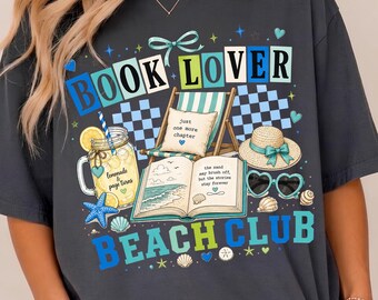 Boekenwurm png, preppy zomer leesgrage, trendy boekenclubshirt, coquetteboek strand png, boek nerd shirt schattig booktok bibliothecaris digitaal ontwerp