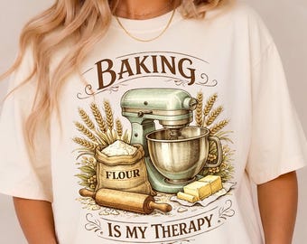 Backen ist meine Therapie PNG Design, Bäcker Shirt Design, Backen Liebhaber Geschenk, Bäckerei T-Shirt POD, Backen Zitat Sublimation, digitaler Download PNG