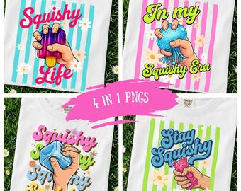 Bleiben Sie Squishy PNG Bündel, Quallen Gummibärchen Stress Spielzeug Ära Shirt Design, bunte trendige Grafik, niedliches Kinder Shirt PNG, Viral TikTok Trend