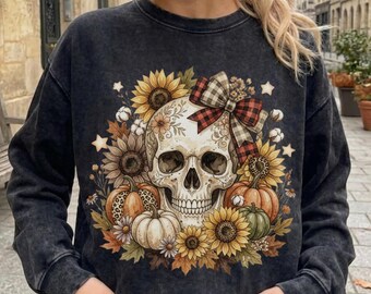 Preppy Halloween Skeleton PNG, Coquette Skull Girly Design, Spooky Girl Fall Sublimation, Cute Boojee Skeleton, Trendy Fall Png, Pumpkin Png