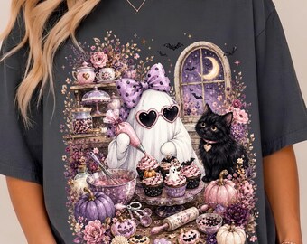 Backen ist meine Therapie PNG, gruseliges Geist-Shirt-Design, lustiges Halloween PNG Digital Download, Baker Sublimation Design, Bäckerei T-Shirt POD