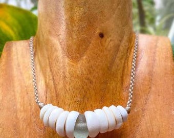 Puka Shell & Sea Glass Choker Necklace