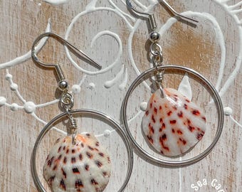 Sterling silver & Shell Hoop Earrings