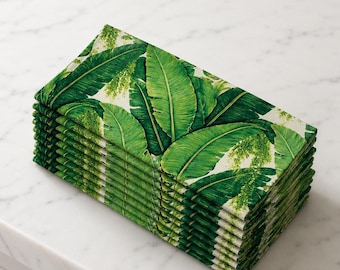 Tropical Twill Napkin Palm Leaf Fine Dinner Napkin Custom Gift Bundle Matching Coastal Tablecloth Outdoor Style Cotton Napkin Place Setting