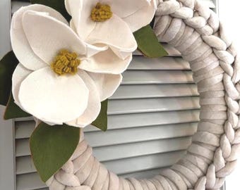 Custom Year Round Wreath With Handmade Floral Accent Artisan Gift for Mom Heirloom Decor Luxury Woven Wreath Elevated Gift Idea for New Home