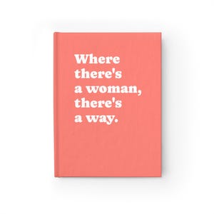 Custom Journal Gift for Women Empowerment Desk Accessory Manifestation Journal Girl Power Note Book Gratitude Journal Self Care Gift for Her. Pink journal with white writing.