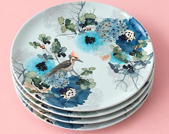 Juego de vajilla artesanal, regalo para un nuevo hogar, juego de platos de porcelana, platos llanos, regalos para el 20 aniversario de la esposa, regalo de inauguración de la casa, plato decorativo