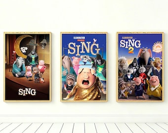 Sing Movie Poster,High Quality Canvas Poster,Home Decor,Wall Art,Film Fan Collectibles