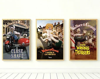 Wallace And  Gromit Movie Poster,High Quality Canvas Poster,Home Decor,Wall Art,Film Fan Collectibles