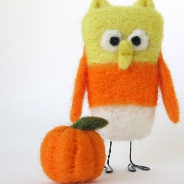 Needle Felted Candy Corn Owl Halloween Fall Decoration