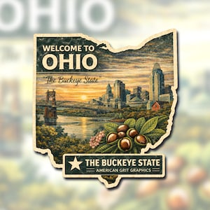 Ohio Welcome Sticker | Vintage Buckeye State Travel Decal (Waterproof Vinyl)