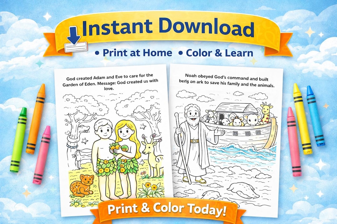 Christian Bible Coloring Pages for Kids | 50 Bible Stories Printable ...