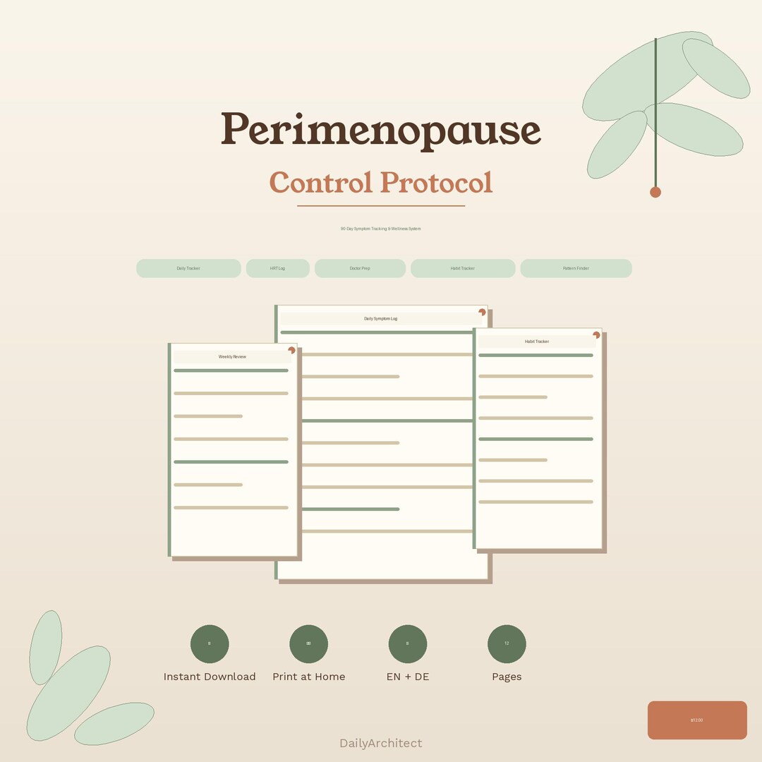 Perimenopause Tracker Printable PDF | 90-day Symptom Log | HRT Journal ...