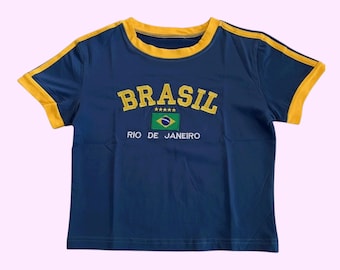 Haut court Brésil vintage, T-shirt court Brésil des années 90 et 2000 pour bébé
