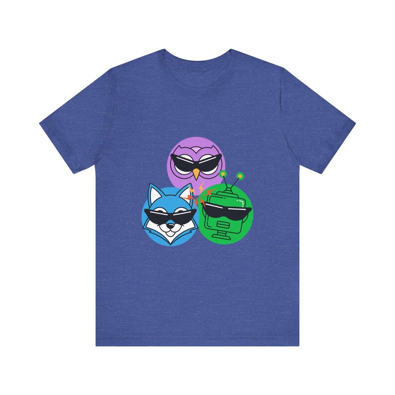 AI Comedy Mascot Trio FunnyFlash T-Shirt, Blind Judge Triptych 04, Official Nerd Humor Graphic Tee image 8