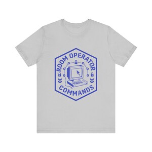 Retro Terminal Hacker Command Line AI T-Shirt, Commands.com Vintage Room Operator Tee zdjęcie 2