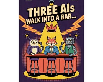 AI Comedy Mascot Trio - FunnyFlash.com Merch