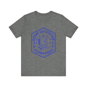 Retro Terminal Hacker Command Line AI T-Shirt, Commands.com Vintage Room Operator Tee zdjęcie 3