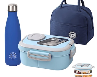 3-in-1 Bento Lunch Box Set with Insulated Water Bottle, Thermal Bag