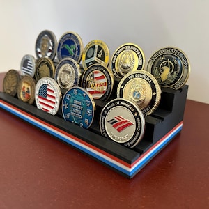 Challenge Coin Display Stand - Multiple Colors - Thin Blue Line - American Flag - Thin Red Line