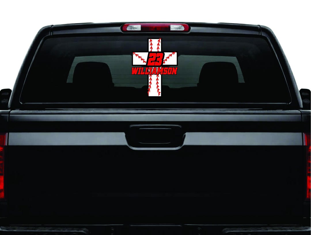 Personalized Baseball Cross Decal – Custom Name Number Sticker ...