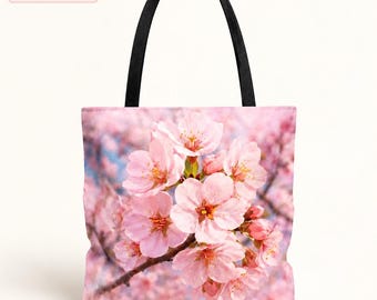 桜柄トートバッグ、日本の桜バッグ、春の花柄ギフト
