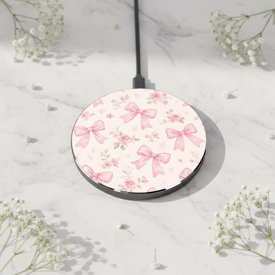 Wireless Charge Riboon Pink Ribbon Bow Floral Wireless Charger - Etsy
