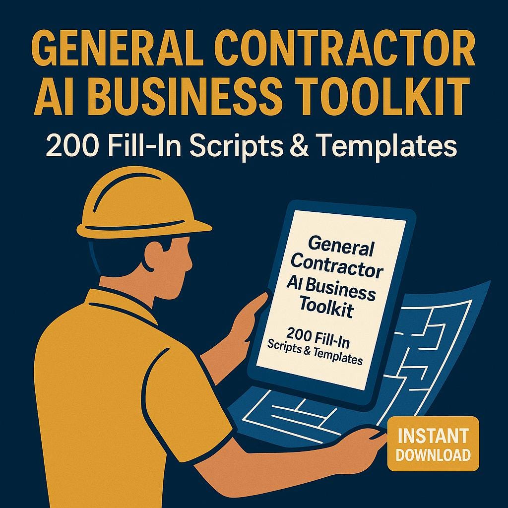 General Contractor AI Toolkit | 200 Fill-in Scripts, Templates (instant ...