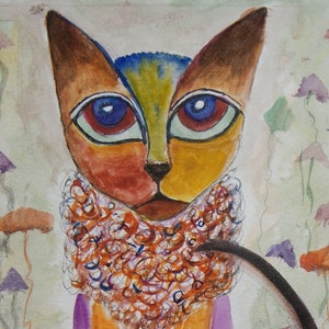 GabberDean. Cat Pack Rescue Series. Original Watercolor. Free World Ship.
