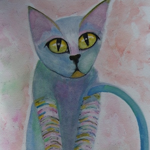 SoulFul. Cat Pack Rescue Series. Original Watercolor. Free World Shipping