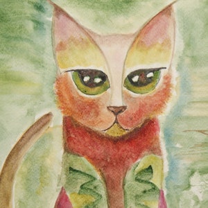 RubyYadda, Cat Pack Rescue Series. Original Watercolor. Free World Ship