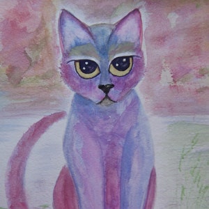 TULIP. Cat Pack Rescue Series. Original Watercolor. Free World Ship