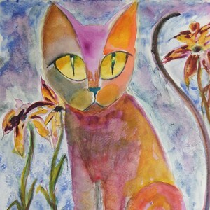 BENNY. Cat Pack Rescue Series. Original Watercolor. Free Worldwide Shipping