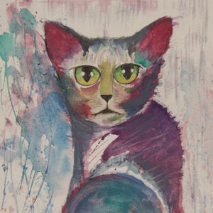 MARTIN. Cat Pack Rescue Series. Original Watercolor. Free World Ship