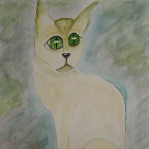 SAFFRONNE, Cat Pack Rescue Series. Original Watercolor. Free World Ship.