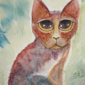 Kashanna. Cat Pack Rescue Series. Original Watercolor.  Free World Ship.