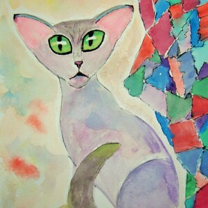 PLATO. Cat Pack Rescue Series. Original Watercolor. Free World Ship