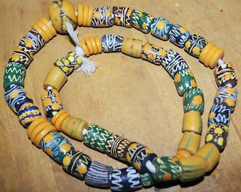 SALE - 1800s African Trade Beads Necklace. Free World Ship.