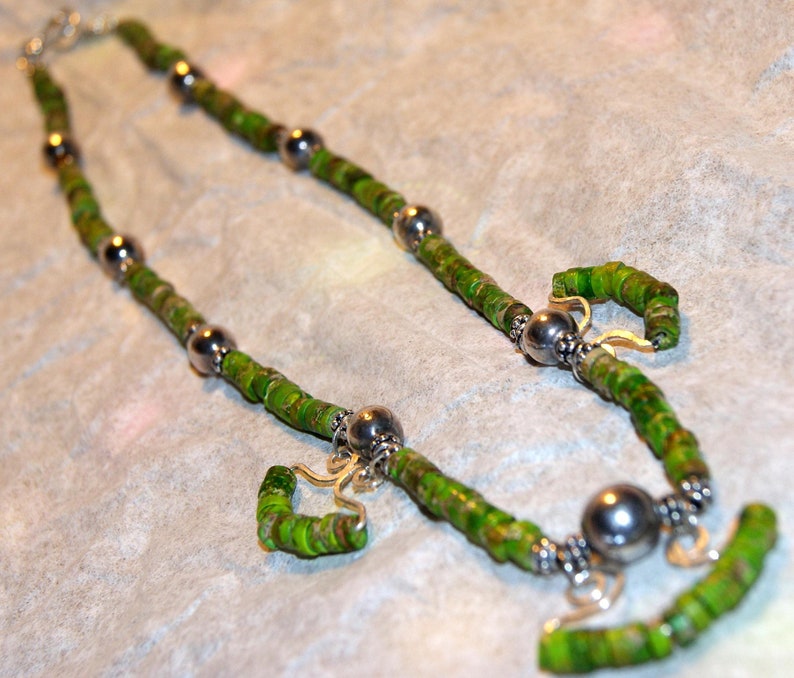 Old Pawn. Squash Blossom Necklace. Carico Turquoise. Sterling Silver c1925 Free World Ship. image 2