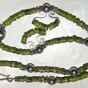 Old Pawn. Squash Blossom Necklace. Carico Turquoise. Sterling Silver c1925 Free World Ship. image 5