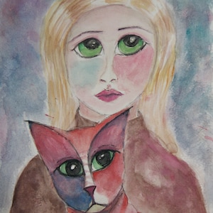Compassion. Cat Pack Rescue Series. Original Watercolor. Free Shipping