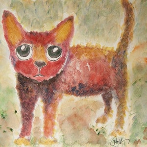 TUM TAC II. Cat Pack Rescue Series. Original Watercolor. Free World Ship.