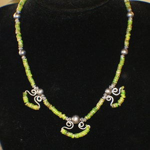 Old Pawn. Squash Blossom Necklace. Carico Turquoise. Sterling Silver c1925 Free World Ship. image 3