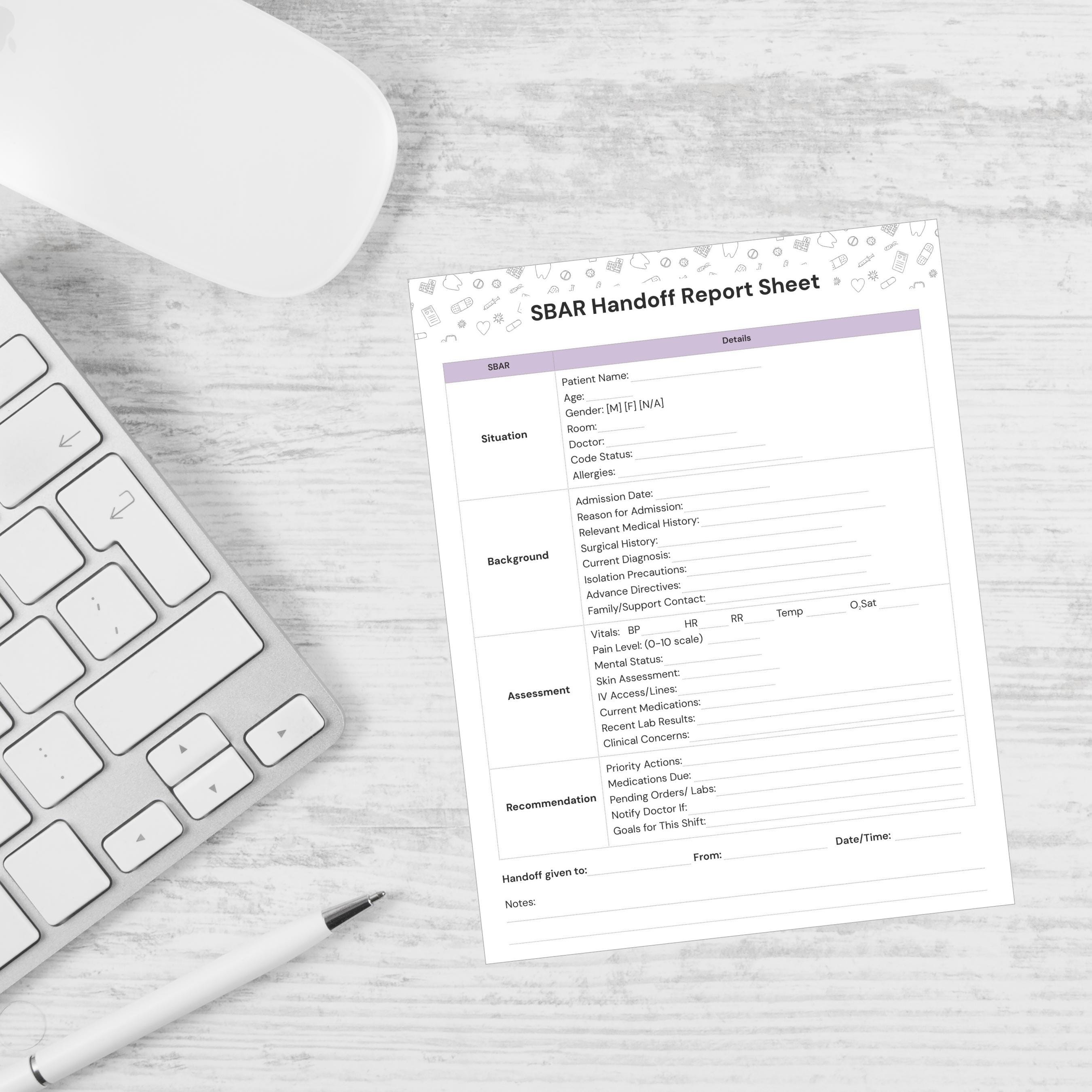 SBAR Handoff Report Sheet | Editable Canva Template | Nurse Clinical ...