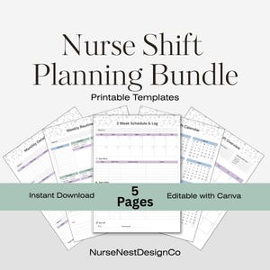 Paket med planerare för sjuksköterskor | Redigerbara Canva-mallar (digital nedladdning)