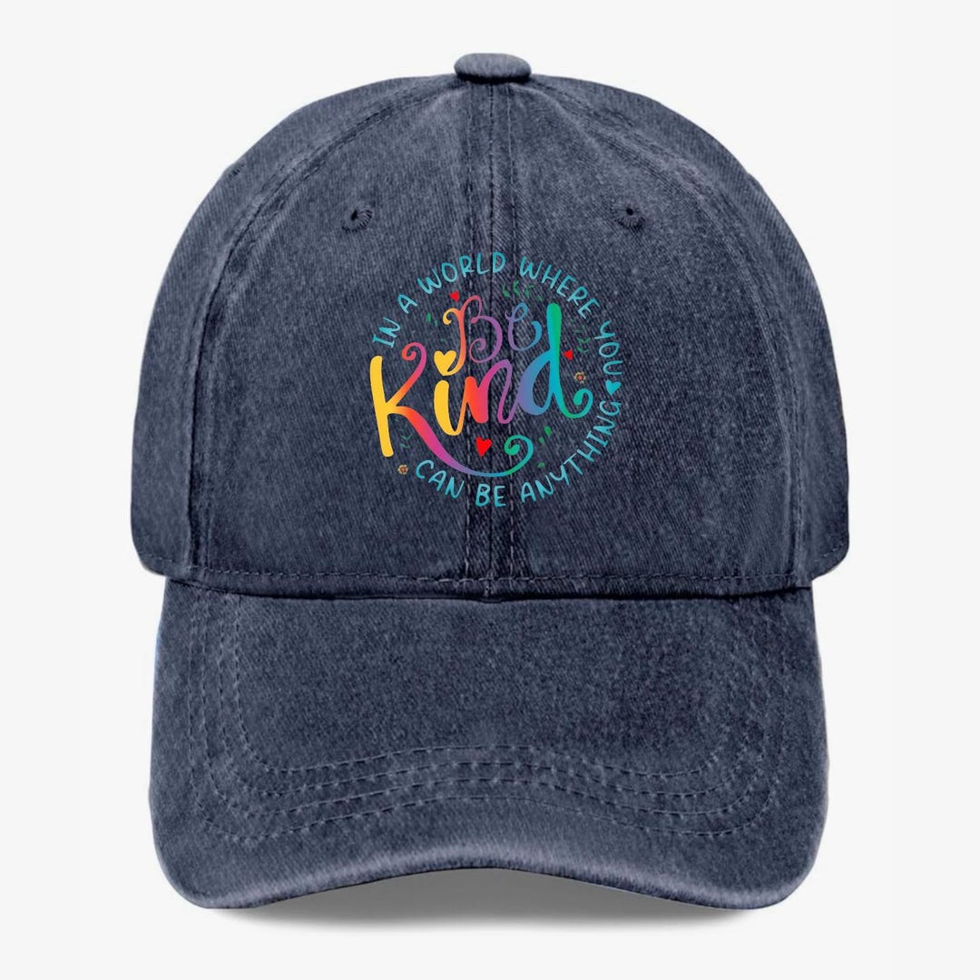 Inspirational Be Kind Hat, Positive Message Washed Baseball Cap, Cotton ...