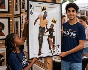 King of Spades Black Fatherhood Art Print Vintage African American Father and Son Illustration Nostalgic Urban Family Home Decor Wall Art