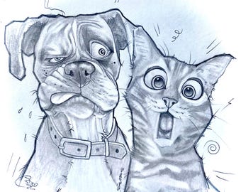 Custom Stylized Pet Portrait from Photo | Hand Drawn Animal Illustration| Limited Launch Price